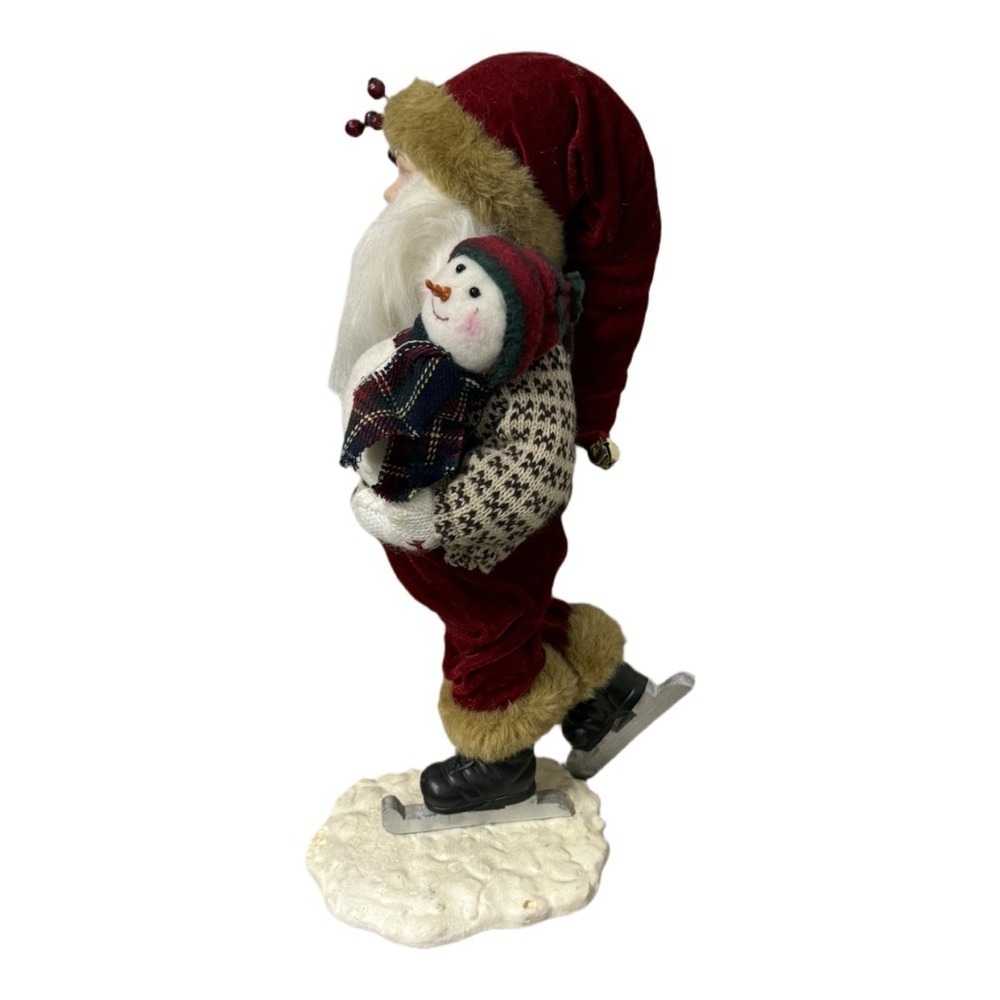 Wooden Ice Skating Santa Statue Snowman Figure 20" Christmas Decoration - Picture 2 of 5